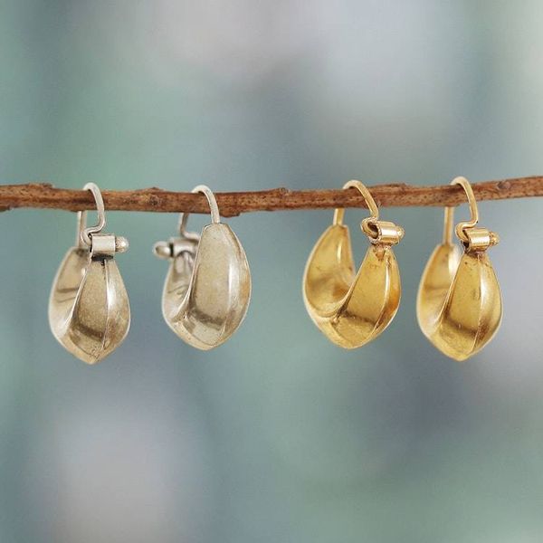 Alternate image for Set of 2 Gold-Plated and Sterling Silver Hoop Earrings Luxurious Hoops