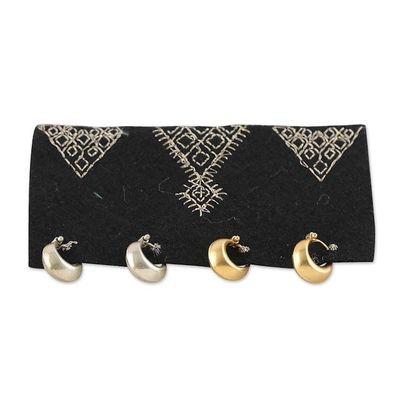 Alternate image for Set of 2 Gold-Plated and Sterling Silver Hoop Earrings Luxurious Hoops