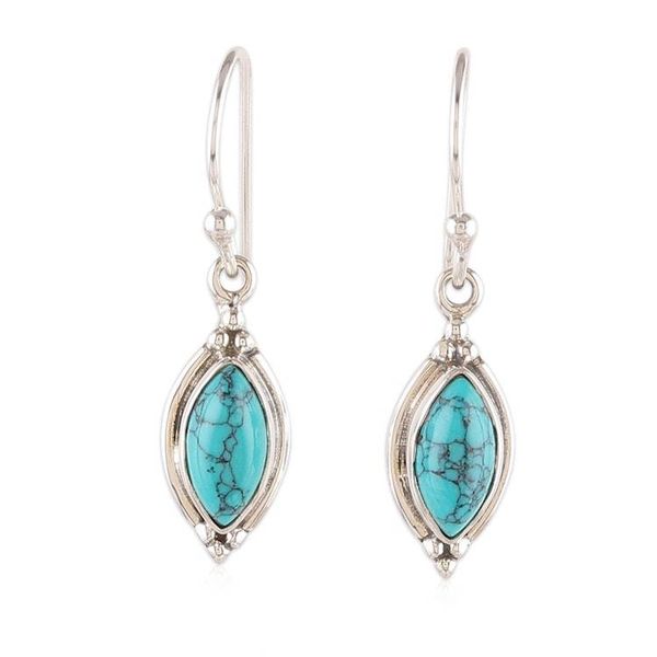 Alternate image for Sterling Silver Dangle Earrings with Calcite Stone Cabochons Heavenly Flare
