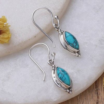 Alternate image for Sterling Silver Dangle Earrings with Calcite Stone Cabochons Heavenly Flare