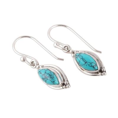 Alternate image for Sterling Silver Dangle Earrings with Calcite Stone Cabochons Heavenly Flare