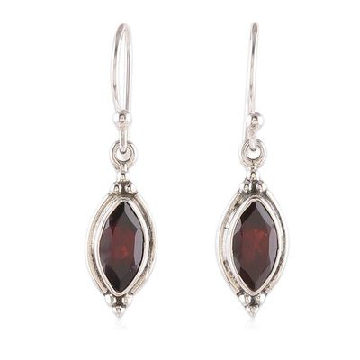 Alternate image for 2-Carat Dangle Earrings with Marquise-Shaped Garnet Jewels Crimson Flare