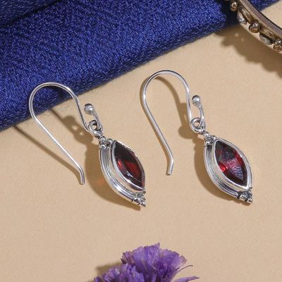Alternate image for 2-Carat Dangle Earrings with Marquise-Shaped Garnet Jewels Crimson Flare