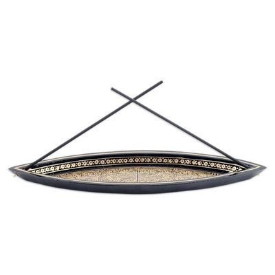 Alternate image for Handcrafted Traditional Wood Incense Holder in Warm Hues Midnight Scents