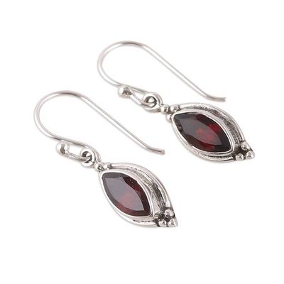 Alternate image for 2-Carat Dangle Earrings with Marquise-Shaped Garnet Jewels Crimson Flare
