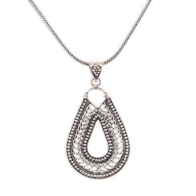 Alternate image for Drop-Shaped Sterling Silver Pendant Necklace from India Drop Majesty