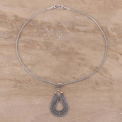 Alternate image for Drop-Shaped Sterling Silver Pendant Necklace from India Drop Majesty