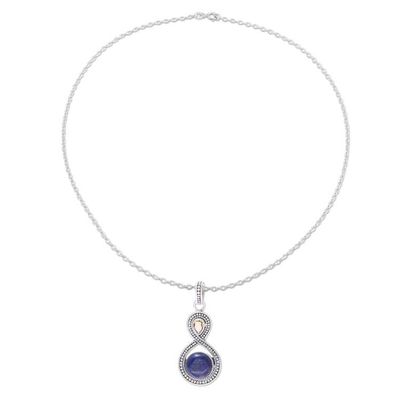 Alternate image for Citrine and Lapis Lazuli Sterling Silver Pendant Necklace Starlit Sky