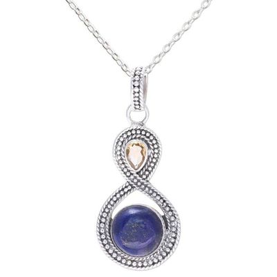 Alternate image for Citrine and Lapis Lazuli Sterling Silver Pendant Necklace Starlit Sky
