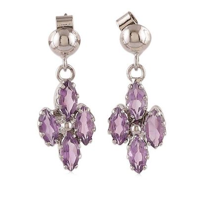 Alternate image for 3-Carat Rhodium-Plated Amethyst Dangle Earrings from India Natural Wisdom