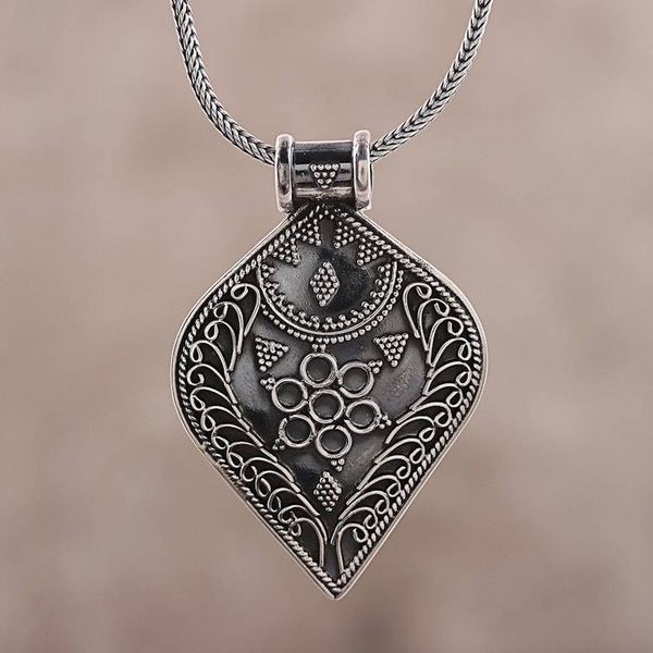 Alternate image for Handmade Drop-Shaped Sterling Silver Pendant Necklace Brilliant Drop