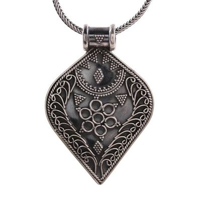 Alternate image for Handmade Drop-Shaped Sterling Silver Pendant Necklace Brilliant Drop