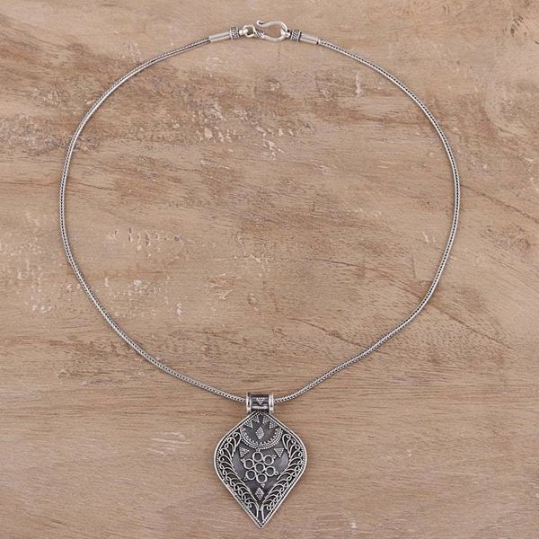 Alternate image for Handmade Drop-Shaped Sterling Silver Pendant Necklace Brilliant Drop