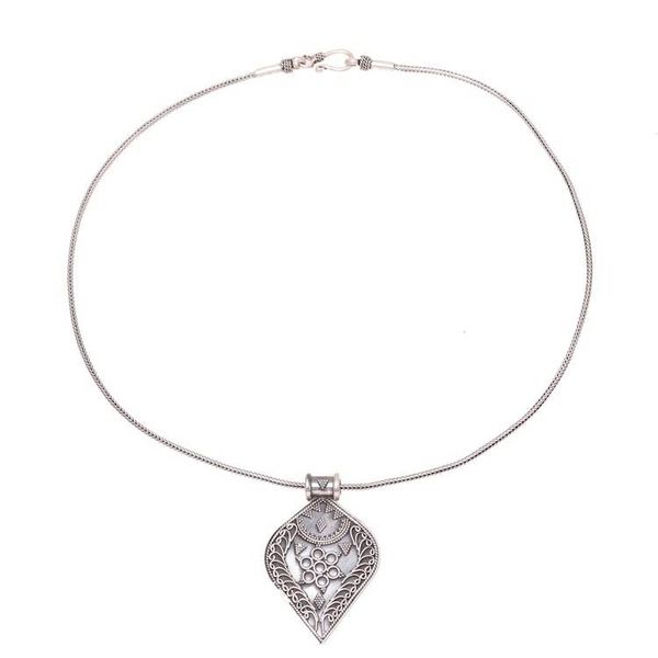 Alternate image for Handmade Drop-Shaped Sterling Silver Pendant Necklace Brilliant Drop