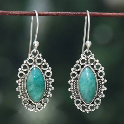 Alternate image for Baroque-Inspired Sterling Silver and Amazonite Gem Earrings Harmony Manor