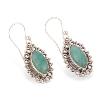 Alternate image for Baroque-Inspired Sterling Silver and Amazonite Gem Earrings Harmony Manor