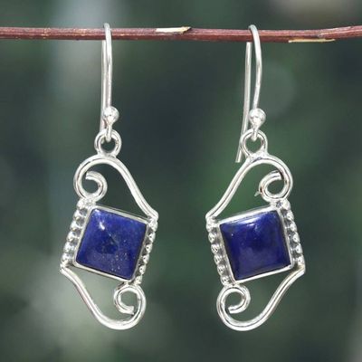 Main image for Sterling Silver and Lapis Lazuli Cabochon Dangle Earrings Waves  Truth