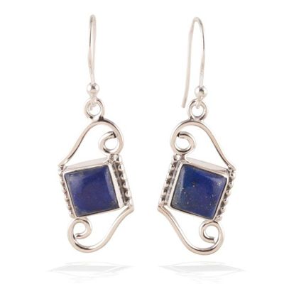 Alternate image for Sterling Silver and Lapis Lazuli Cabochon Dangle Earrings Waves  Truth