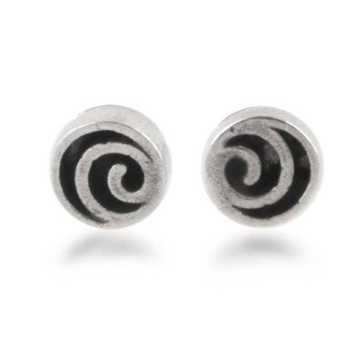 Alternate image for Rose-Shaped Oxidized and Polished Sterling Silver Earrings Little Rose