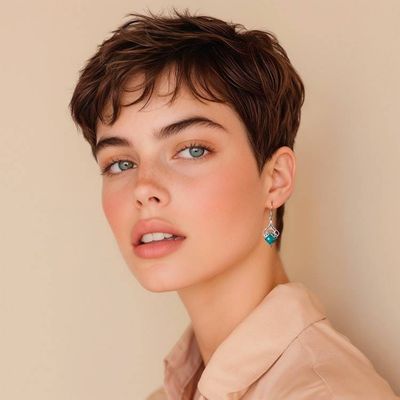 Alternate image for Sylvan-Inspired Green Amazonite Cabochon Dangle Earrings Empress Forest