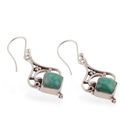Alternate image for Sylvan-Inspired Green Amazonite Cabochon Dangle Earrings Empress Forest