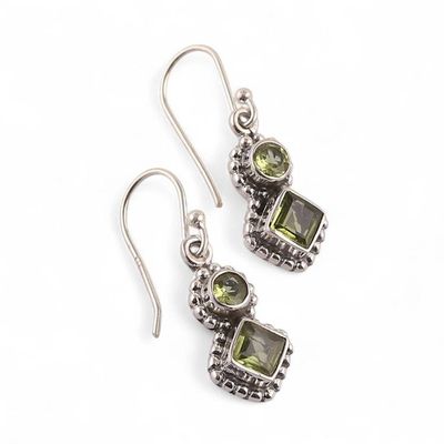 Alternate image for Classic Sterling Silver and Faceted Peridot Stud Earrings Lucky Fusion