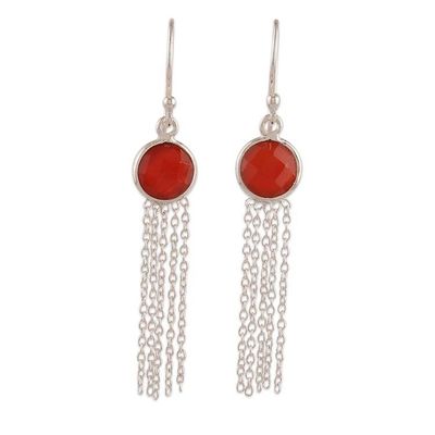 Alternate image for 4-Carat Faceted Onyx and Sterling Silver Waterfall Earrings Fiery Tassel