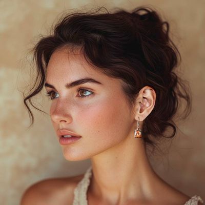 Alternate image for Composite Turquoise and Citrine Dangle Earrings from India Sunny Sparkle