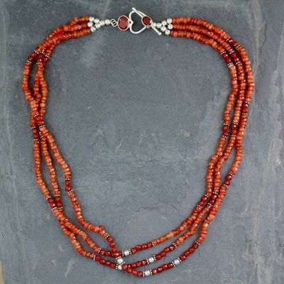 Primary image for Fair Trade Beaded Carnelian Multi-Strand Necklace Sunset Glee