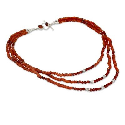 Alternate image for Fair Trade Beaded Carnelian Multi-Strand Necklace Sunset Glee