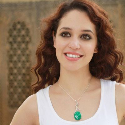 Alternate image for Malachite Pendant Sterling Silver Necklace from India Love Lyrics