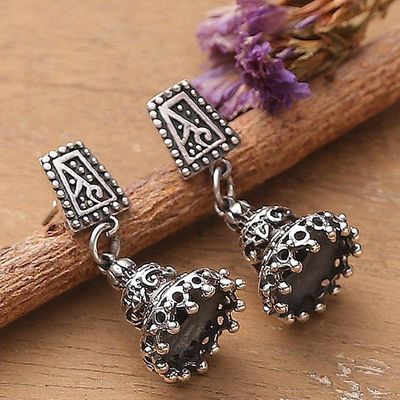 Alternate image for Temple-Shaped Jhumki Silver Dangle Earrings from India Majestic Jhumki