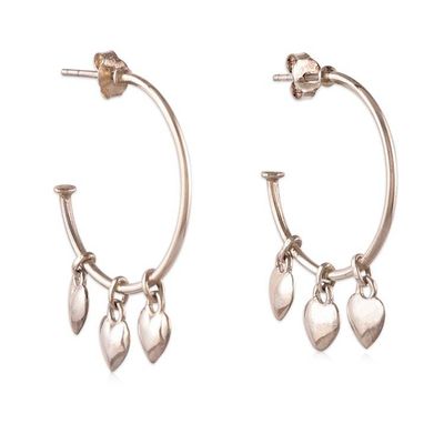 Alternate image for Heart-Themed Polished Sterling Silver Half-Hoop Earrings Heartfelt Loops