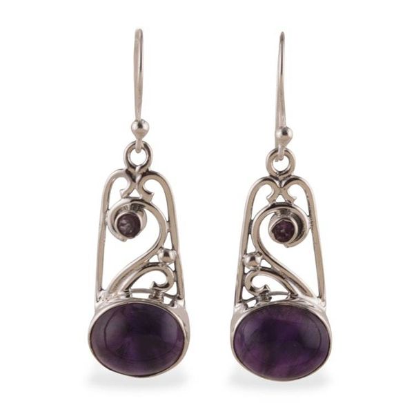 Alternate image for Fantasy-Themed Birthstone Amethyst Jewel Dangle Earrings Magical Portals
