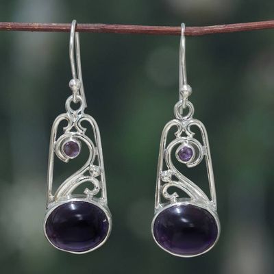 Alternate image for Fantasy-Themed Birthstone Amethyst Jewel Dangle Earrings Magical Portals