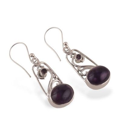 Alternate image for Fantasy-Themed Birthstone Amethyst Jewel Dangle Earrings Magical Portals