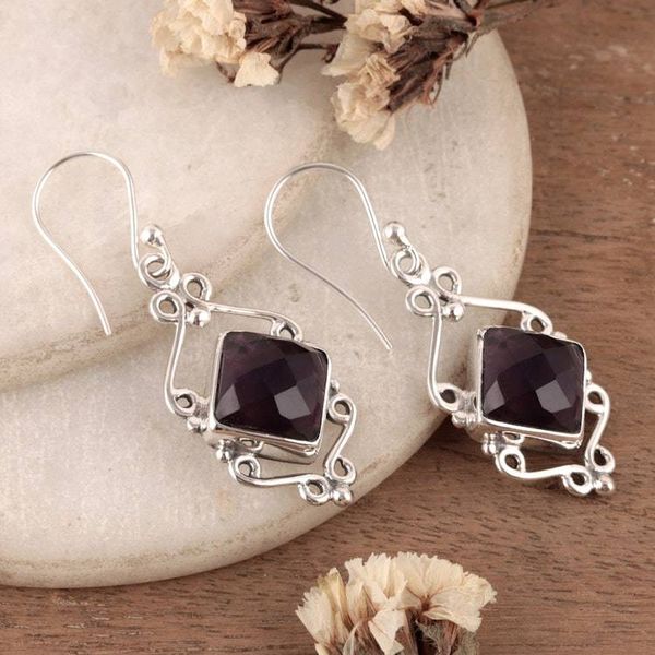 Alternate image for Artisan-Made Birthstone 8-Carat Faceted Amethyst Earrings Passion for Fantasy