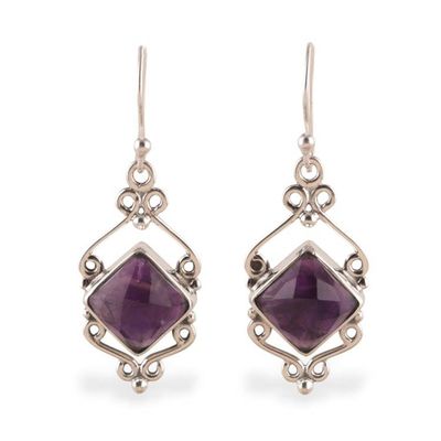 Alternate image for Artisan-Made Birthstone 8-Carat Faceted Amethyst Earrings Passion for Fantasy