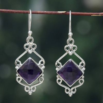 Alternate image for Artisan-Made Birthstone 8-Carat Faceted Amethyst Earrings Passion for Fantasy