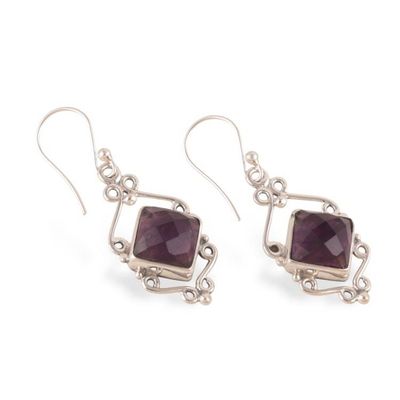 Alternate image for Artisan-Made Birthstone 8-Carat Faceted Amethyst Earrings Passion for Fantasy