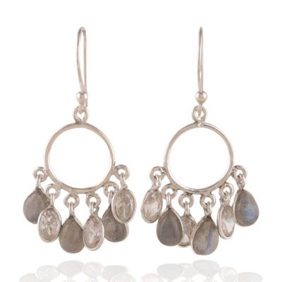 Alternate image for Labradorite and Cubic Zirconia 3-Carat Chandelier Earrings Under The Rain