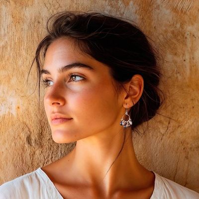 Alternate image for Labradorite and Cubic Zirconia 3-Carat Chandelier Earrings Under The Rain