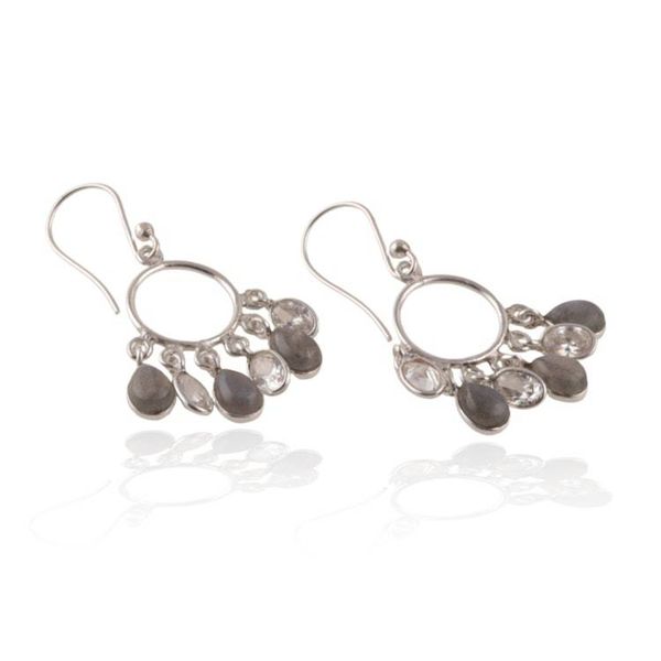 Alternate image for Labradorite and Cubic Zirconia 3-Carat Chandelier Earrings Under The Rain