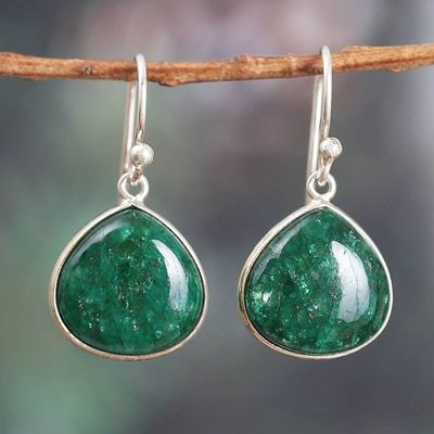 Alternate image for Silver Dangle Earrings with Emerald-Hued Beryl Stones Emerald Beauty