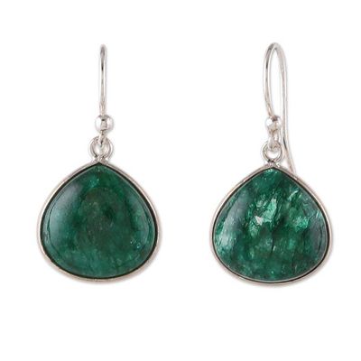 Alternate image for Silver Dangle Earrings with Emerald-Hued Beryl Stones Emerald Beauty