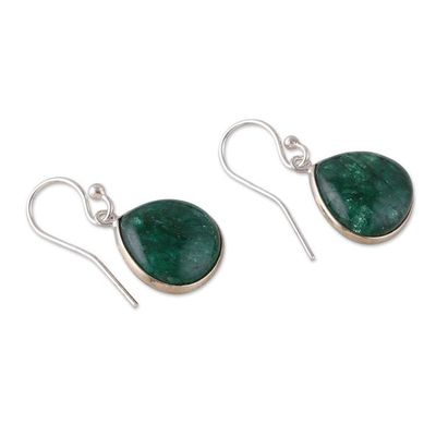 Alternate image for Silver Dangle Earrings with Emerald-Hued Beryl Stones Emerald Beauty
