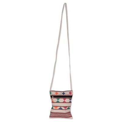 Alternate image for Rainbow-Palette Patterned 100 Cotton Zippered Sling Bag Rainbow Medley