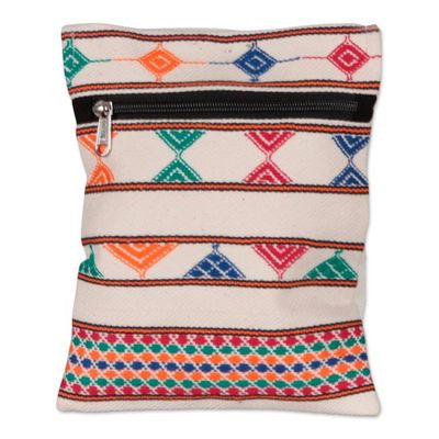 Alternate image for Rainbow-Palette Patterned 100 Cotton Zippered Sling Bag Rainbow Medley