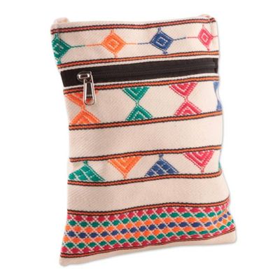 Alternate image for Rainbow-Palette Patterned 100 Cotton Zippered Sling Bag Rainbow Medley
