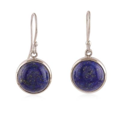 Alternate image for Polished Silver Dangle Earrings with Lapis Lazuli Stones Blue Everyday Serene